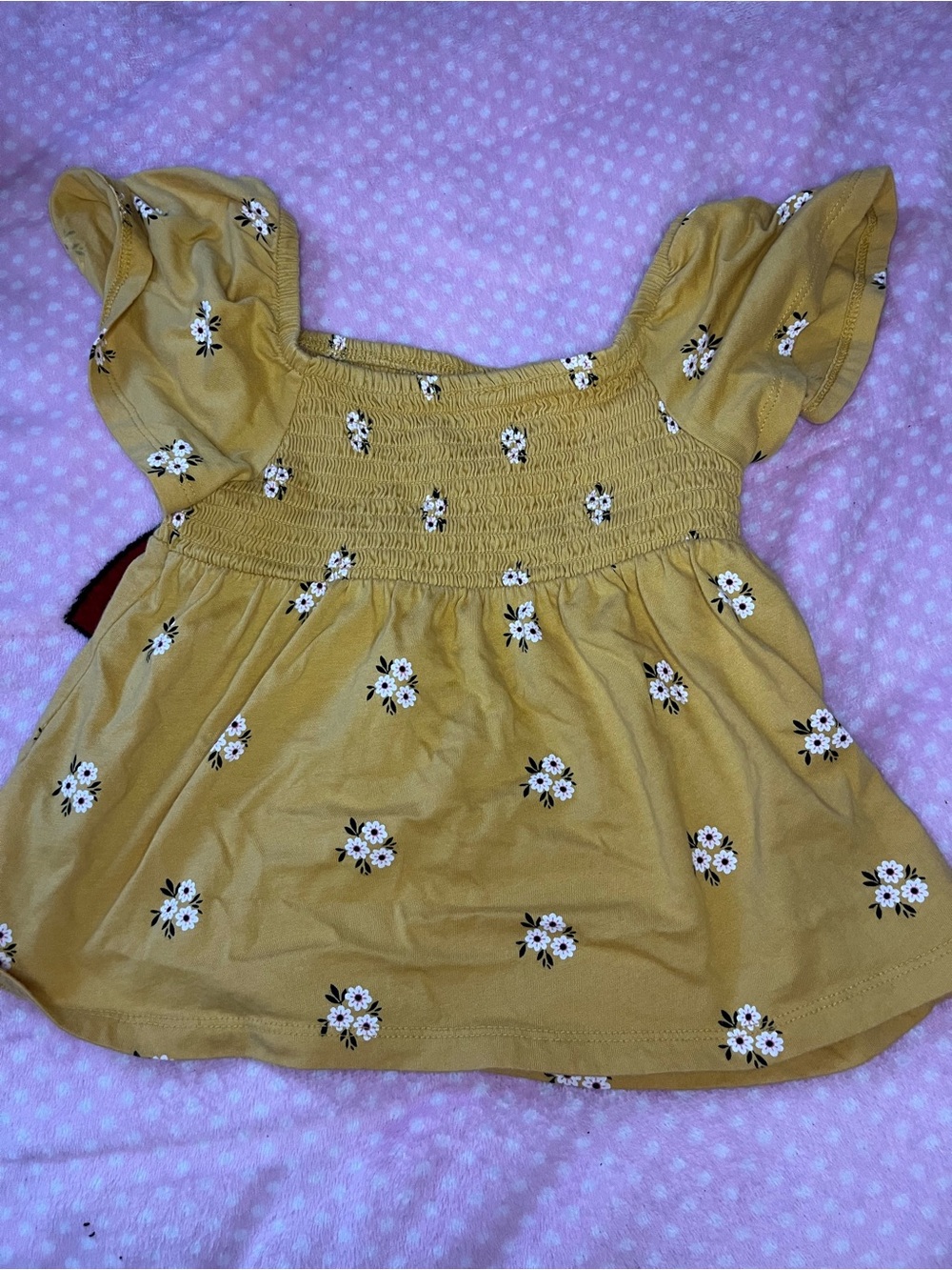 Old Navy Mustard Floral Smocked Top